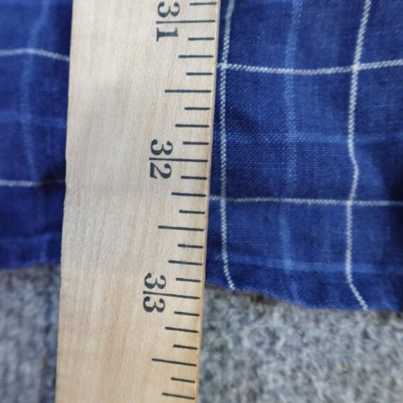 Brooks Brothers Shirt Large Blue Plaid Linen Button Down Vintage - Picture 6 of 9
